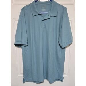LL Bean Men's Short Sleeve Polo Shirt Blue‎ Aqua Large